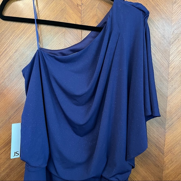 /JS Boutique/ Royal Blue One Shoulder Sparkly Dress (Large US 12) - Picture 3 of 10